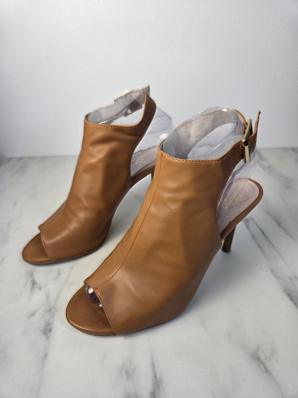 Vince Camuto Nissah tan leather high-heel ankle sandals